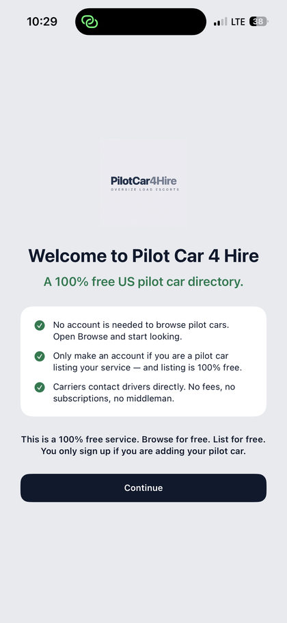 Pilot Car 4 Hire welcome: browse and list for free, no account required to search